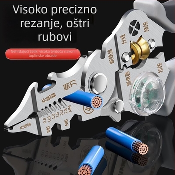 Višenamjenski električni tester s kleštima za skidanje izolacije, navijanje žica, rezanje i krimpanje