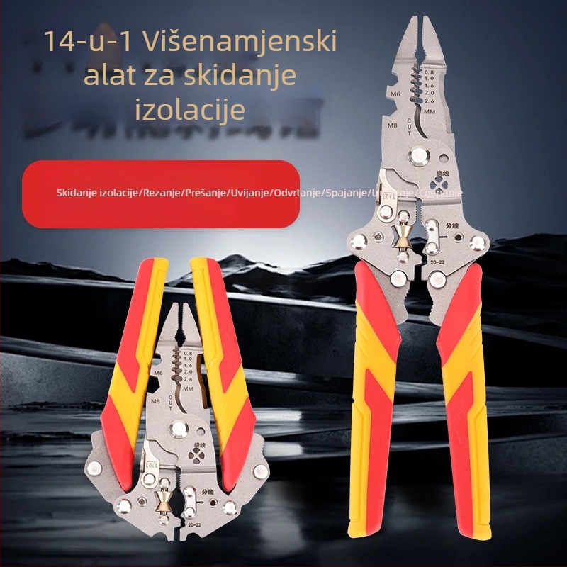 14-u-1 sklopljive kliješte za skidanje izolacije žica – višenamjenski alat za skidanje, razdvajanje, uvijanje i rezanje žica