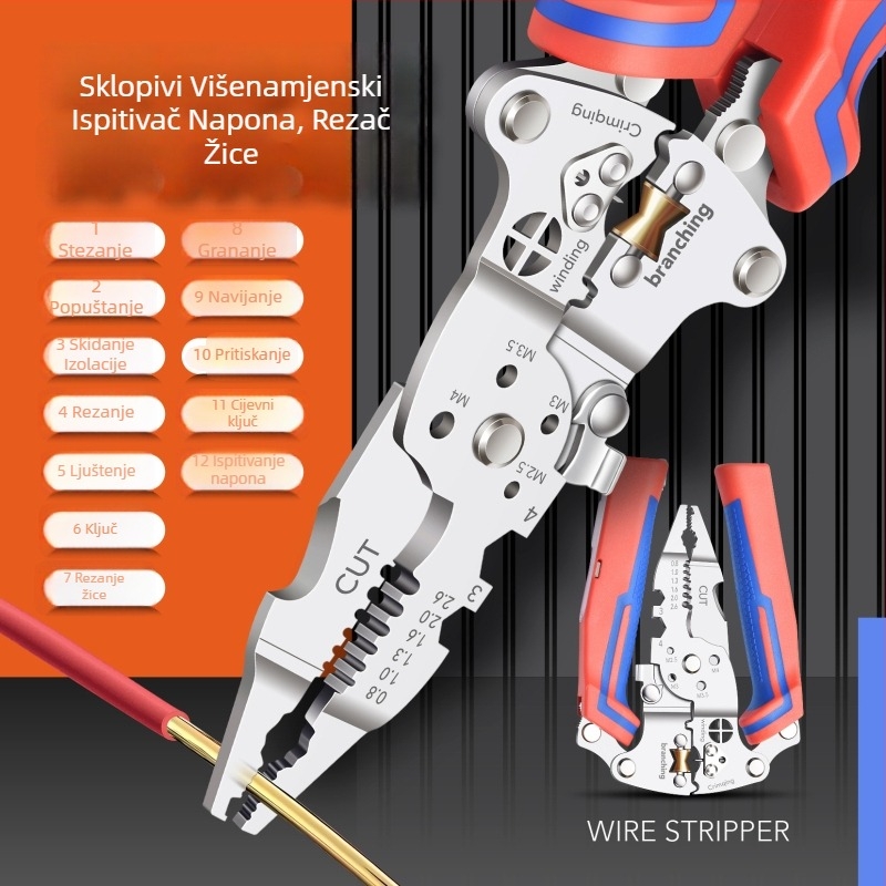 Zhongli Hardware 9-inčne višenamjerne industrijske kliješta za skidanje izolacije žica, nehrđajući čelik