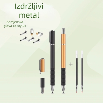 Univerzalni stylus za dodirni zaslon za telefone i tablete, tri u jednom za crtanje i pisanje, s kopčom za vješanje