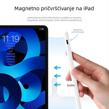 Aktivni magnetski stylus za iPad, kapacitivna olovka za crtanje na tabletu s magnetskim pričvršćivanjem za sprječavanje slučajnih dodira