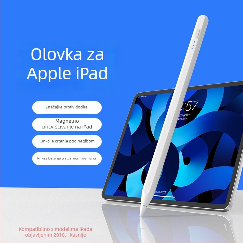 Aktivni magnetski stylus za iPad, kapacitivna olovka za crtanje na tabletu s magnetskim pričvršćivanjem za sprječavanje slučajnih dodira