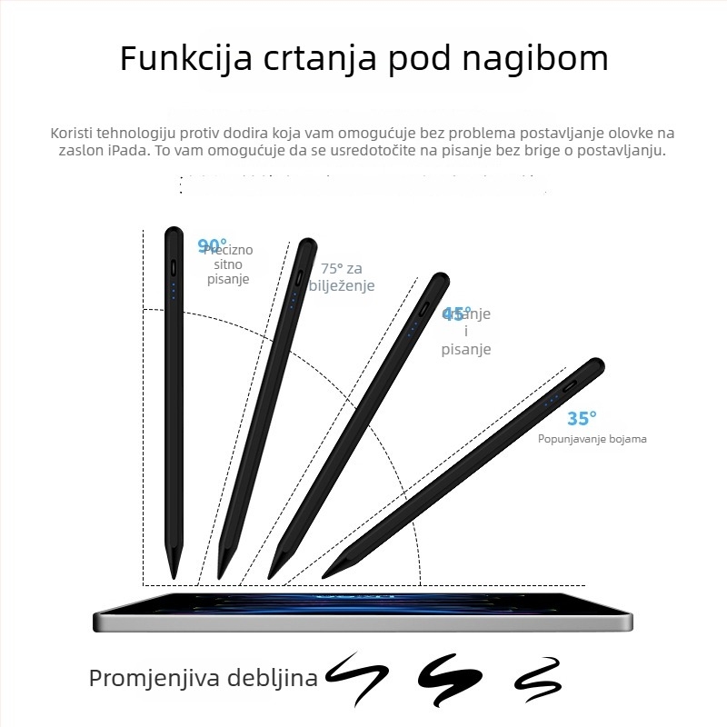 Aktivni magnetski stylus za iPad, kapacitivna olovka za crtanje na tabletu s magnetskim pričvršćivanjem za sprječavanje slučajnih dodira