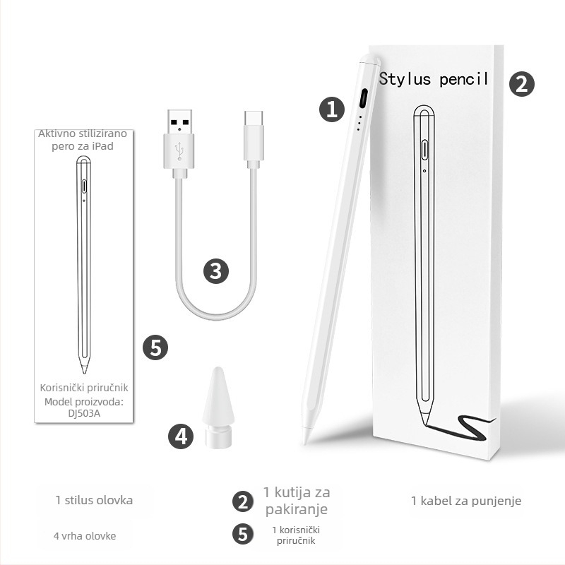 Aktivni magnetski stylus za iPad, kapacitivna olovka za crtanje na tabletu s magnetskim pričvršćivanjem za sprječavanje slučajnih dodira