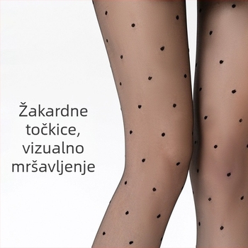 0D ultra-tanke crne čarape s valovitim točkicama uzorka, prozirne, otporne na zapetljavanje, japanski džakard