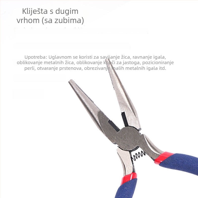 5-inčnih igličastih kliješta s nazubljenim nosom, s oprugom, DIY alati za izradu nakita