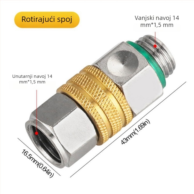 Brzi spoj za visokotlačni raspršivač, rotacijski spoj, M14×1.5, poljoprivredni raspršivač, odvojivi