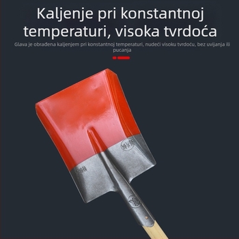 Vatrogasna lopata od manganskog čelika s oštrim četverokutnim vrhom, za kopanje tla, sadnju cvijeća i vrtlarenje, vanjska upotreba