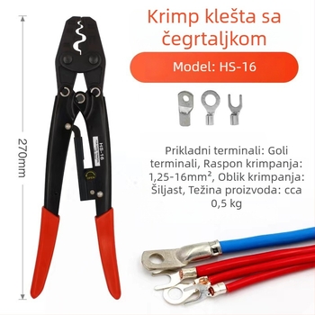 Kimuzi klešta za krimpanje terminala i žice, s mehanizmom s ratchetom, alat za električare