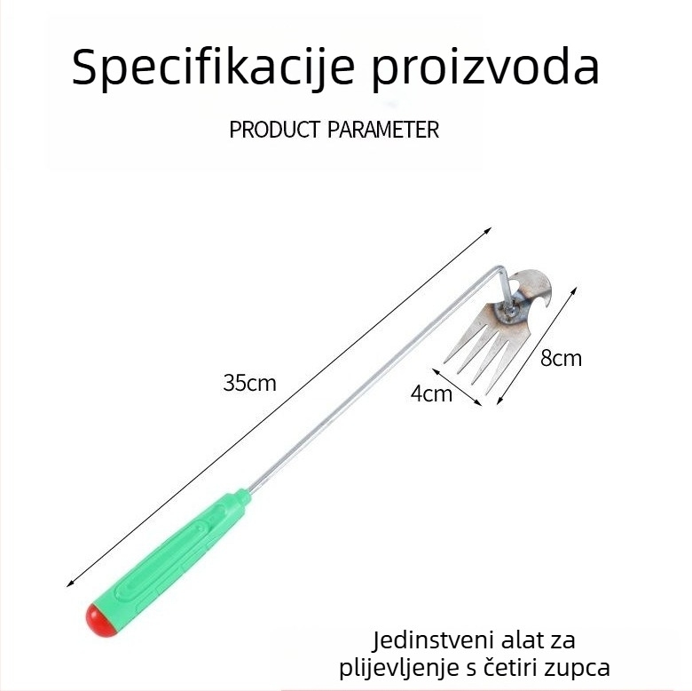 Alat za uklanjanje korova s plastičnom drškom, četverozuba motika za kućnu i poljoprivrednu upotrebu