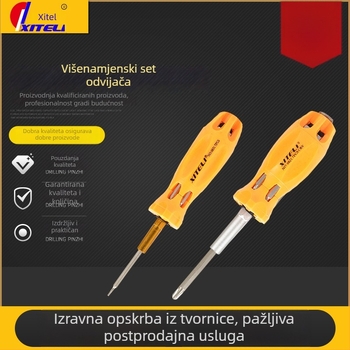 8-u-1 magnetski set odvijača – čelični višefunkcionalni alat s ugrađenim križnim i ravnim nastavcima, metrički