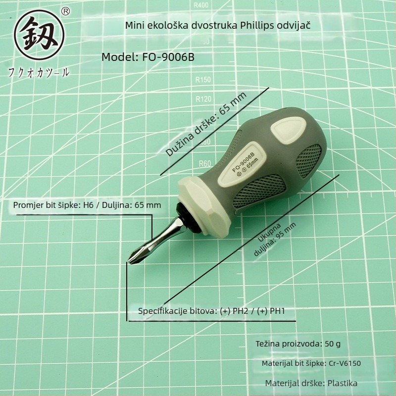Mini magnetski odvijač s križnim i ravnim vrhom, mala veličina FO-9006A