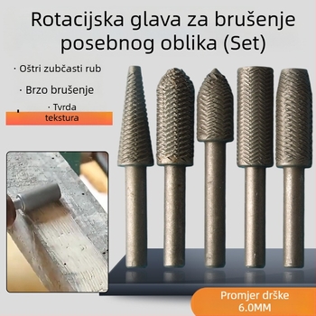 Set rotirajućih glava za drvo: glava za okretno brušenje drveta, drljač za kanale, glava za brušenje čajne daske, nož za rezbarenje korijena, skup alata za bušilicu