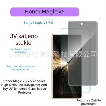 Kaljeno staklo za zaštitu zaslona za Honor MagicV5 i MagicV3, HD UV premaz, puna zaštita zaslona, anti-prstni otisci, zaštita od prašine, otpornost na pad