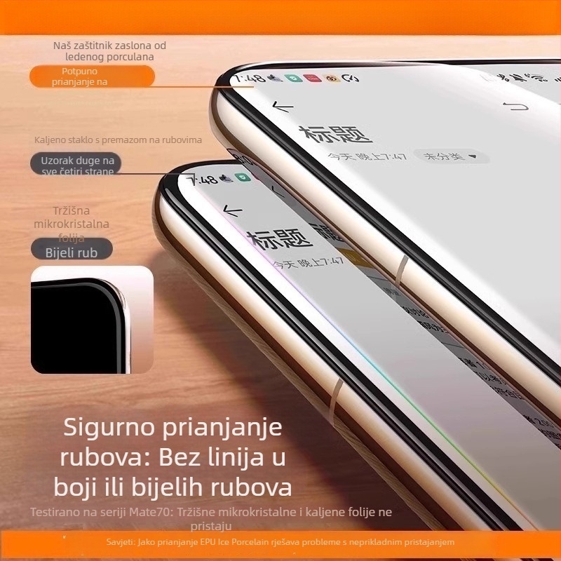 Keramički zaštitni film za zaslon Huawei Mate60 Pro, HD 4Pro, cijeli zaslon, otporno na pad i prašinu, Pura70