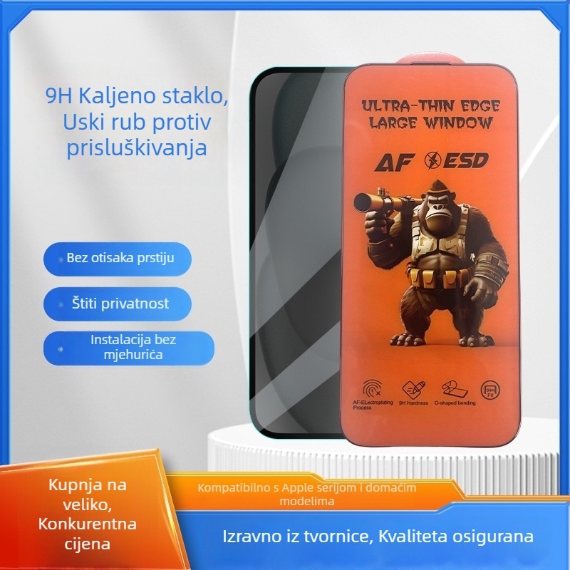 Zaštitnik zaslona za iPhone 17 Pro Max s zaštitom privatnosti – potpuno prekrivanje, uski rub, kaljeno staklo, HD jasnoća, anti otisci, prašina, otpornost na pad