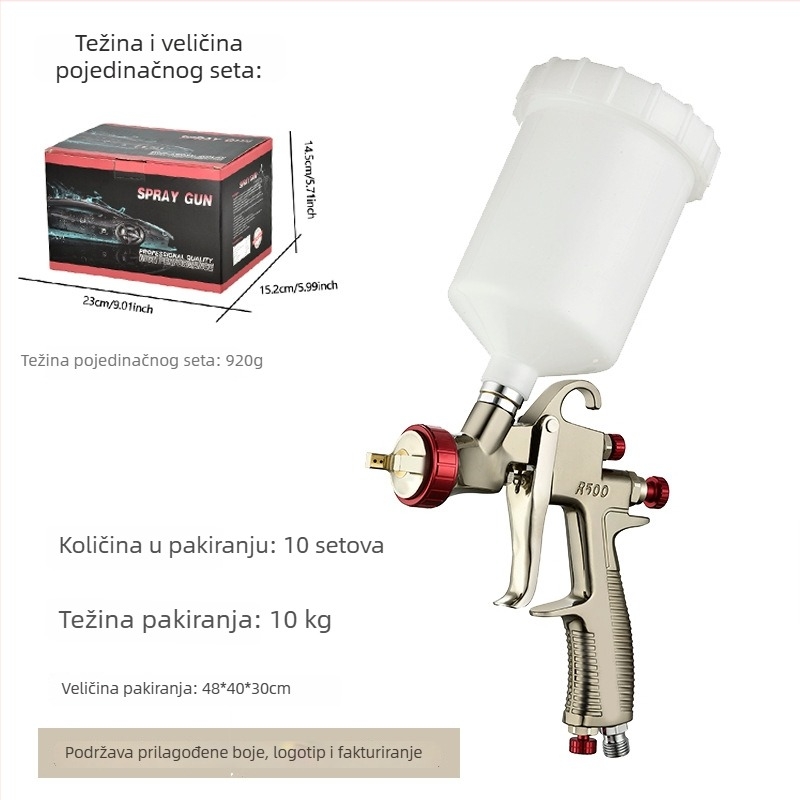 R500 Visoko atomizacijski sprej pištolj za završne premazne automobila i namještaja – Topcoat i Clearcoat
