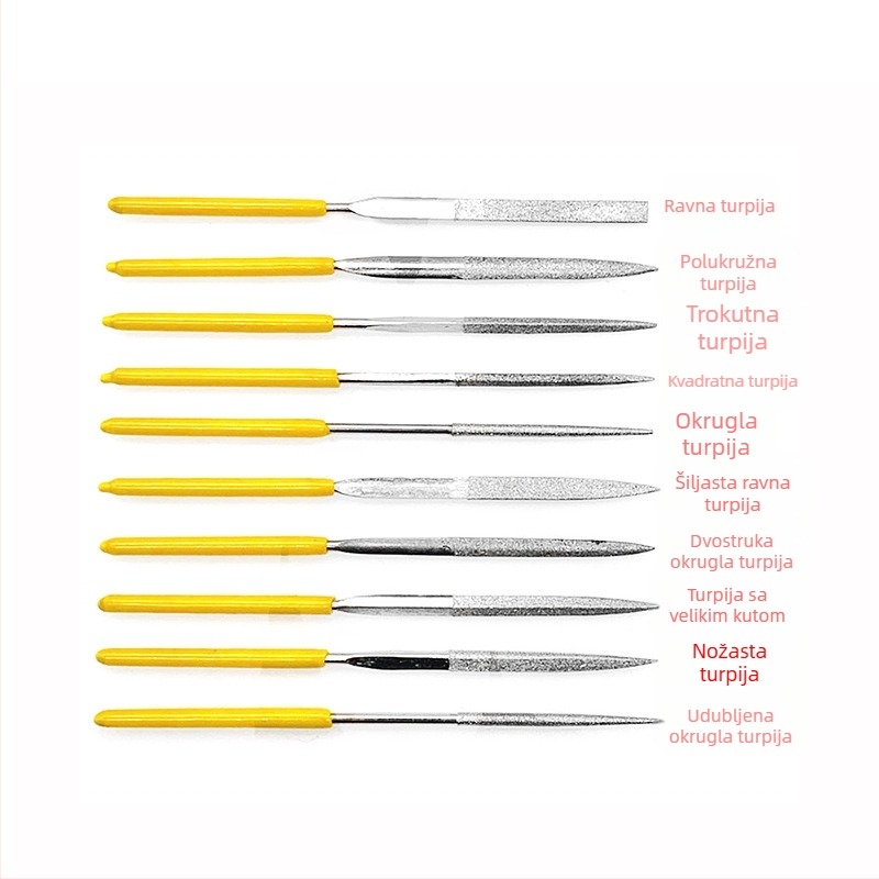 Diamantni set brusnih 4×160 mm: ravni, kvadratni, trokutasti, polukružni; elektroplatirani, razni oblici