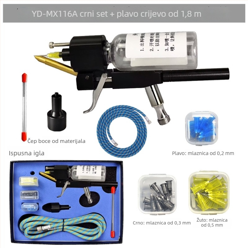 Pistolj za aerosolno tetoviranje bez čišćenja, druga generacija, kompatibilan s različitim modelima zračnih pumpi, YD-MX116A