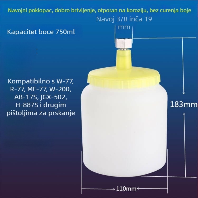 Spray pištolj s plastičnim spremnikom i donjim spremnikom - F75, PQ2, W77