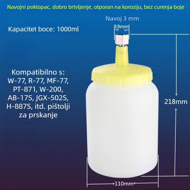 Spray pištolj s plastičnim spremnikom i donjim spremnikom - F75, PQ2, W77