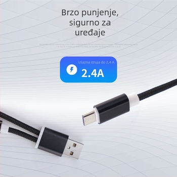 Prilagođeni darovni privjesak s 3-u-1 brzom punjenjem pleteni USB kabel Type-C, Lightning i Micro-USB