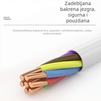 Prilagođeni darovni privjesak s 3-u-1 brzom punjenjem pleteni USB kabel Type-C, Lightning i Micro-USB