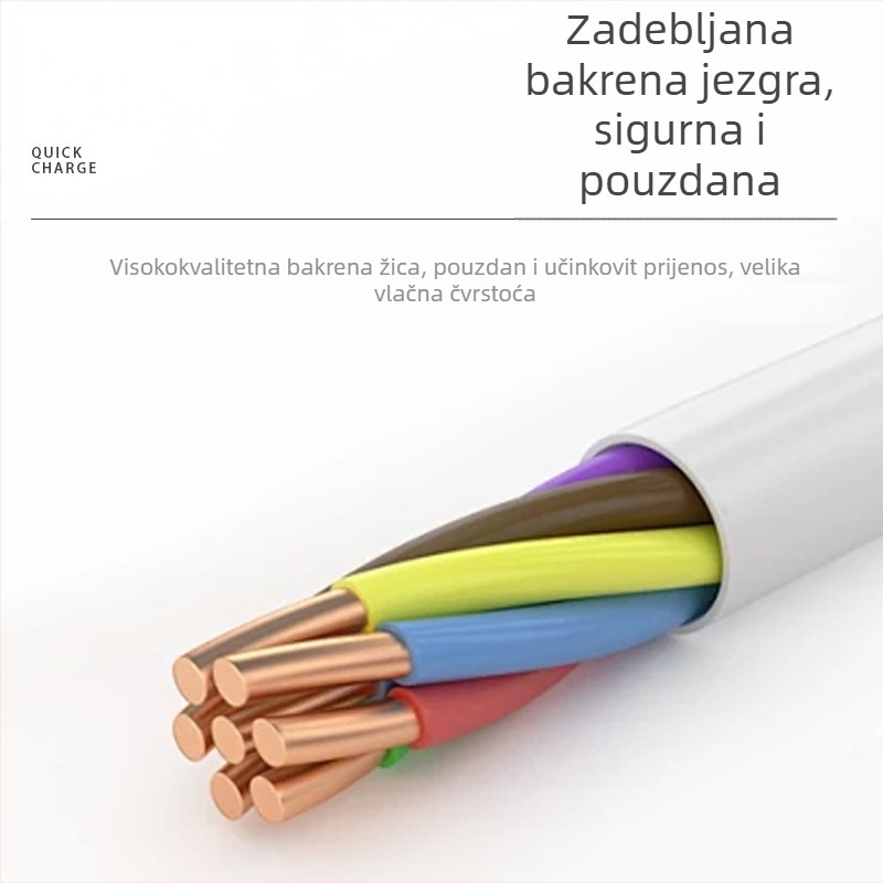 Prilagođeni darovni privjesak s 3-u-1 brzom punjenjem pleteni USB kabel Type-C, Lightning i Micro-USB