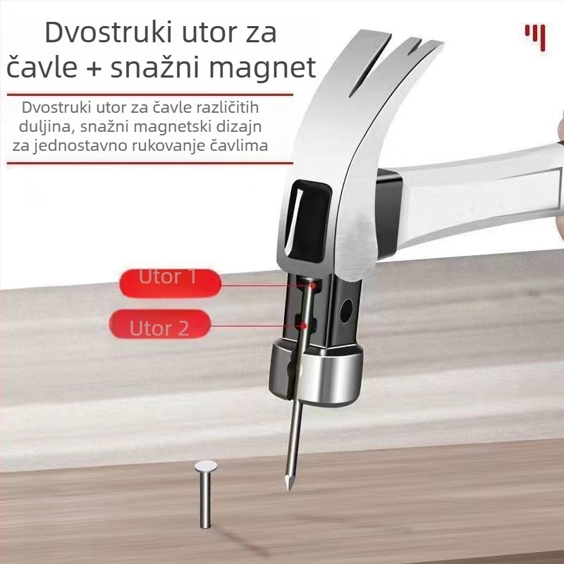 Čekić s kandžom i magnetskom glavom, visokougljični čelik, alat za vađenje čavlića, otporno na eksplozije
