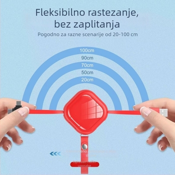 Macaron držač za telefon i 3-u-1 kabel za punjenje za Apple, USB-C i Android, duljina 1 m, brzo punjenje