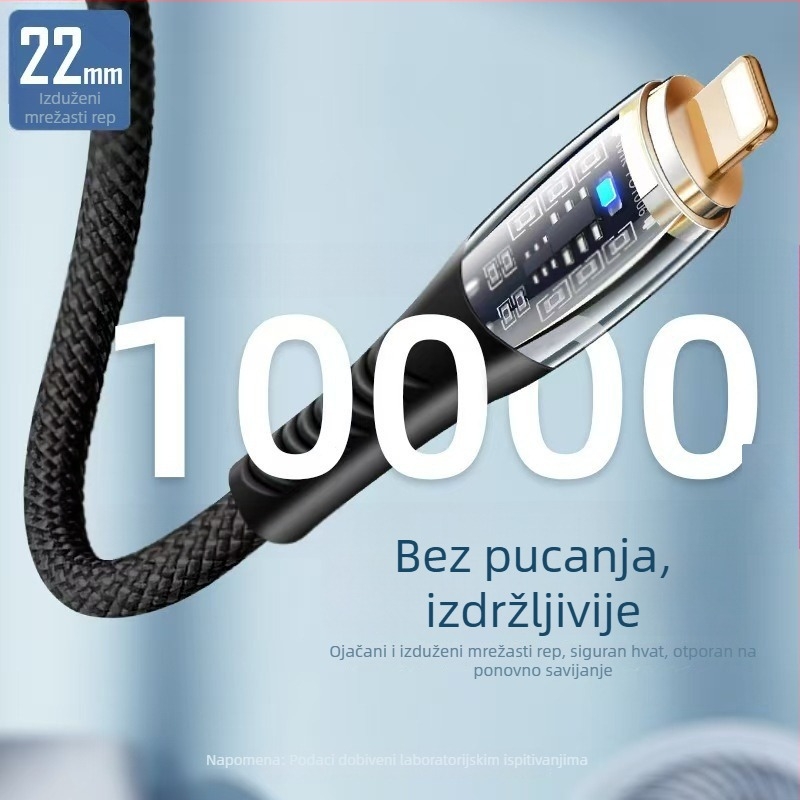 60W USB-C kabel s prozirnim kućištem, za iPhone 15 i Huawei