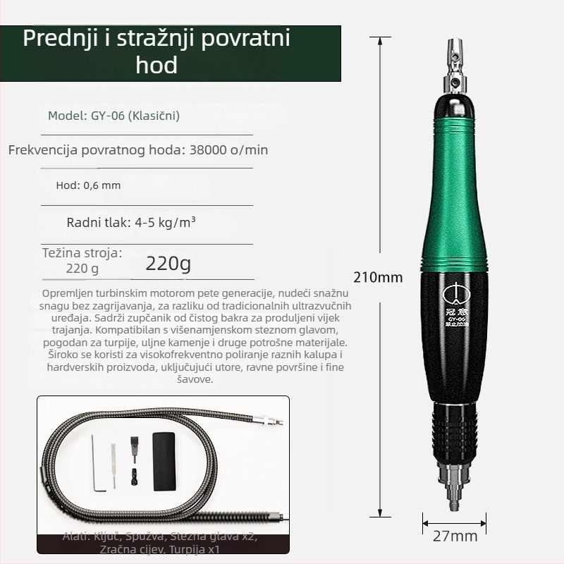 Crown Meaning Pneumatijski ultrazvučni stroj za brušenje i poliranje – lijevo-desno oscilirajući povratni mehanizam