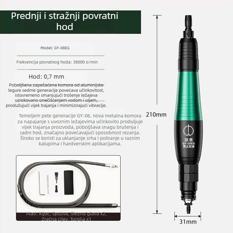 Crown Meaning Pneumatijski ultrazvučni stroj za brušenje i poliranje – lijevo-desno oscilirajući povratni mehanizam