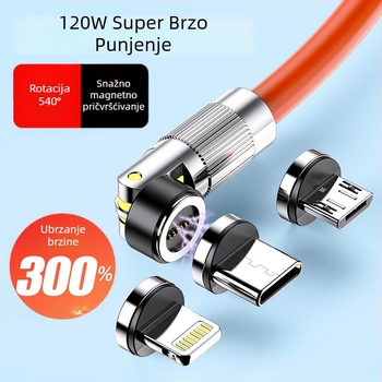 540° rotirajući magnetski USB-C kabel za brzo punjenje, kompatibilan s Apple, Android i Huawei pametnim telefonima