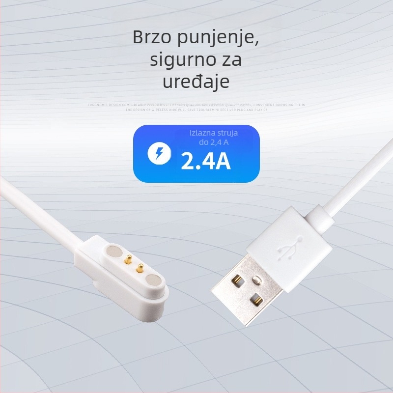 Univerzalni magnetski podatkovni kabel s 4 pinova za pametni dječji narukvica/sat, duljina 60 cm, kompatibilan s uređajima za njegu ljepote