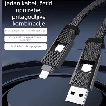 Magnetski kabel četiri u jedan s privjeskom za iPhone 15 i Huawei – USB brzo punjenje Tepyc-C