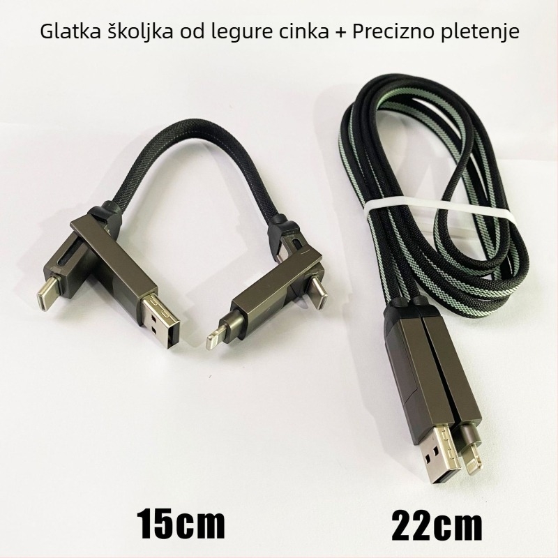 Magnetski kabel četiri u jedan s privjeskom za iPhone 15 i Huawei – USB brzo punjenje Tepyc-C