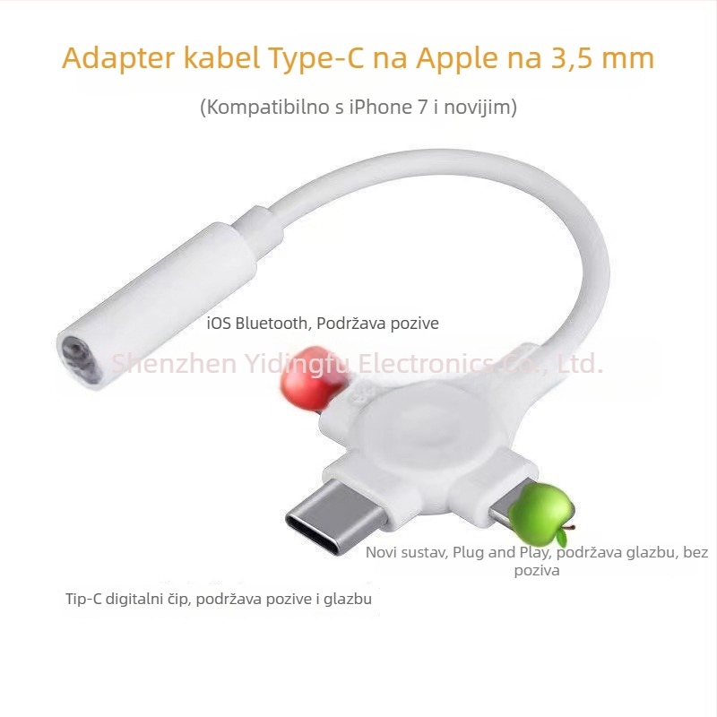 Tri u jedan audio konverter: Lightning/Type-C na 3,5 mm adapter za slušalice