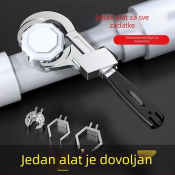 Novi kupaonski ključ od aluminijske legure s velikim otvorom za umivaonik, prijenosni alat za instalaciju, višenamjenska pomična pločica s čeljustima