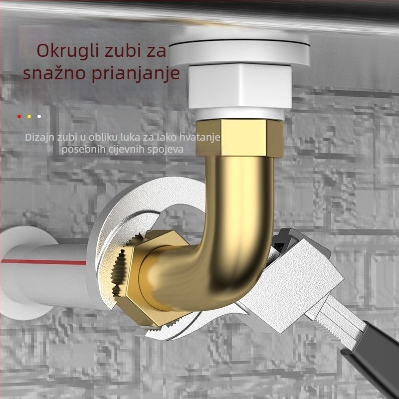 Novi kupaonski ključ od aluminijske legure s velikim otvorom za umivaonik, prijenosni alat za instalaciju, višenamjenska pomična pločica s čeljustima