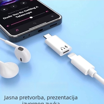 USB-C na Lightning adapter za slušalice za mobitele i tablete – slušanje glazbe i pozivi Apple uređajima