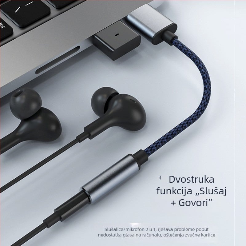 Vanjska USB Hi-Fi zvučna kartica za računalo s 3,5 mm priključkom – 2-u-1 digitalni audio adapter za slušalice
