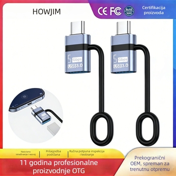 OTG Type-C na USB 3.0 adapter za mobitele, pretvarač USB flash diska; kompatibilan s Apple iPhone 15, Huawei i Xiaomi.