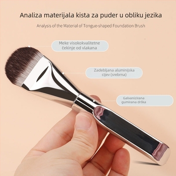 Četkica za temelj u obliku jezika, izuzetno tanka, plosnata glava za šminku