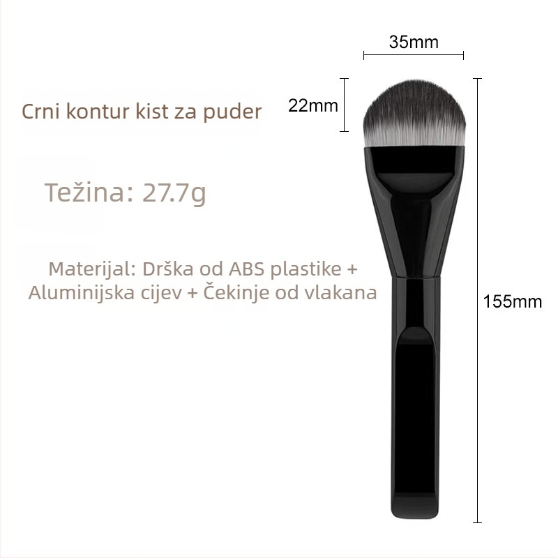Četkica za temelj u obliku jezika, izuzetno tanka, plosnata glava za šminku