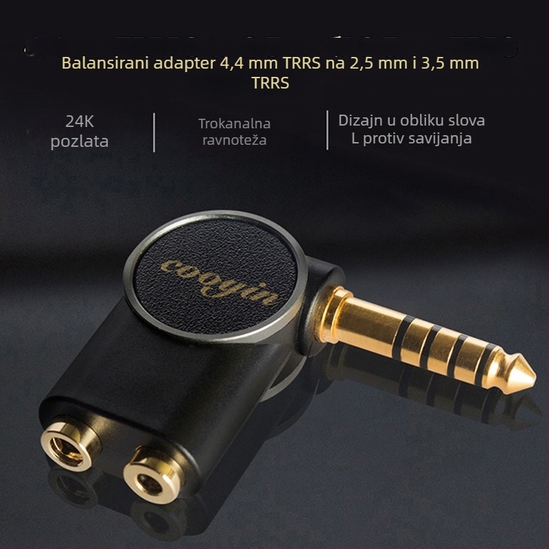 cooyin trostrano balansirani adapter, 4.4 mm balansirani muški na 2.5/3.5 mm profesionalni ženski pozlaćeni priključak