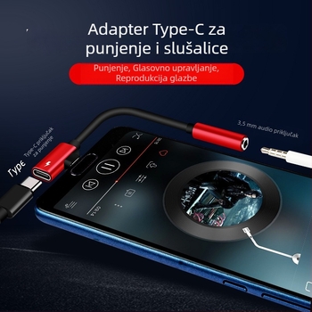 USB-C 2-u-1 audio i punjenje adapter za Apple uređaje, 3,5 mm priključak