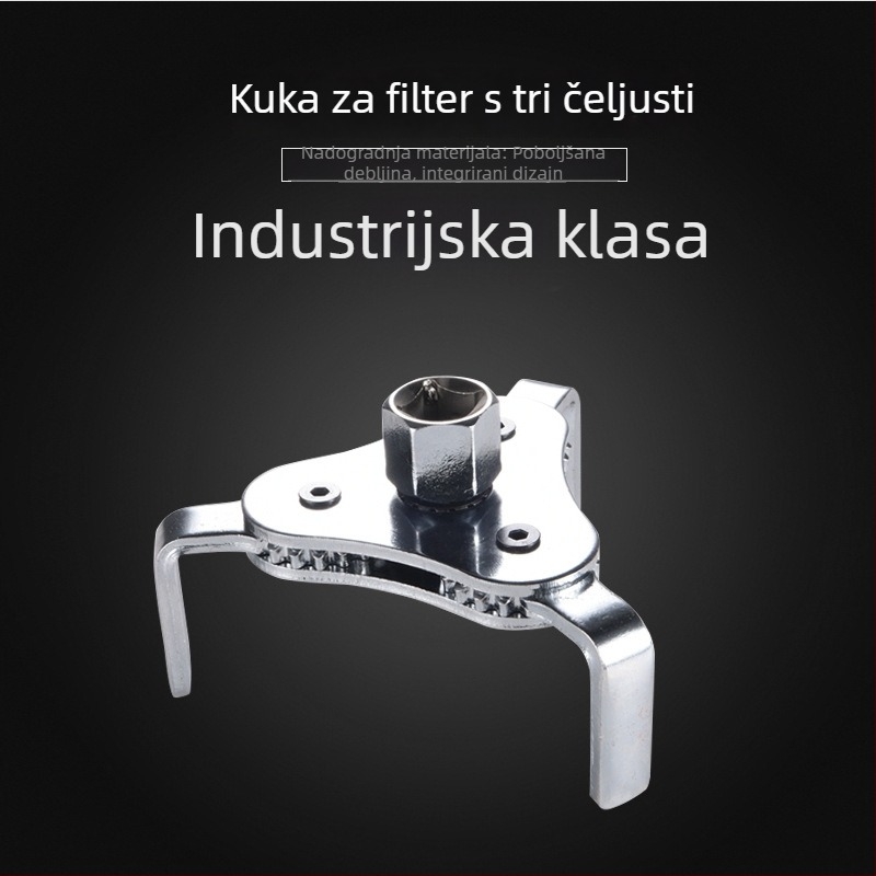 Dvostruki ključ za filter ulja automobila, s ravnim i kružnim trozupnim dizajnom, alat za demontažu ulj­nog filtera, od čelika 50# s kromom.