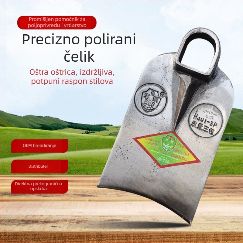 Vrtna motika od čelika, namijenjena kopanju tla i obradi tla za uzgoj povrća; fino polirana čelična motika