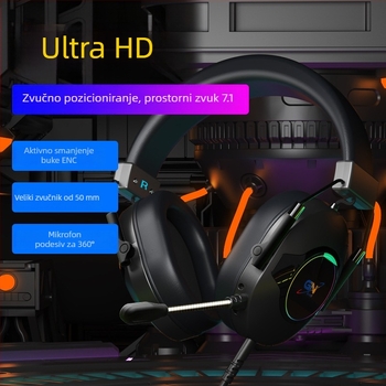 G08 žične gaming slušalice s ENC redukcijom buke, za PC, preko uha, 50 mm driveri, USB